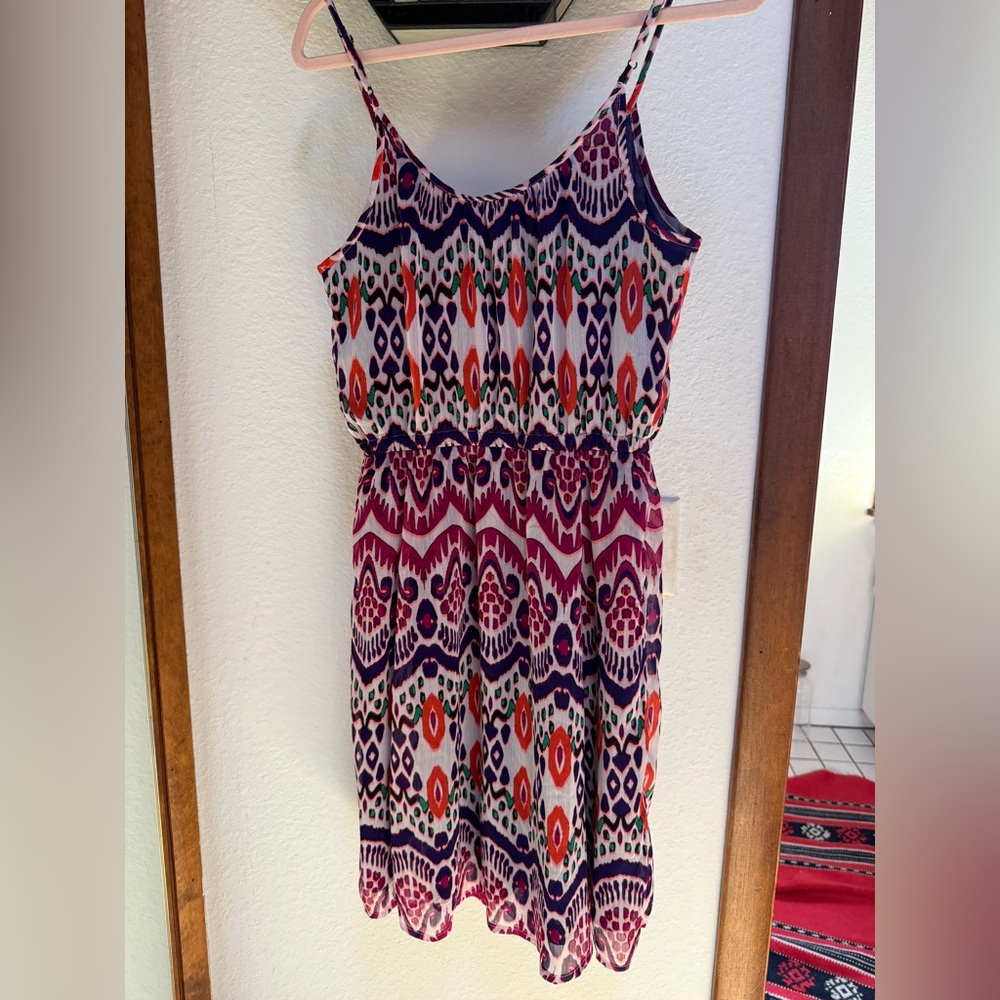 The Gap Colorful Geometric Print Spaghetti Strap Mini Dress Sz M Boho - Picture 1 of 8